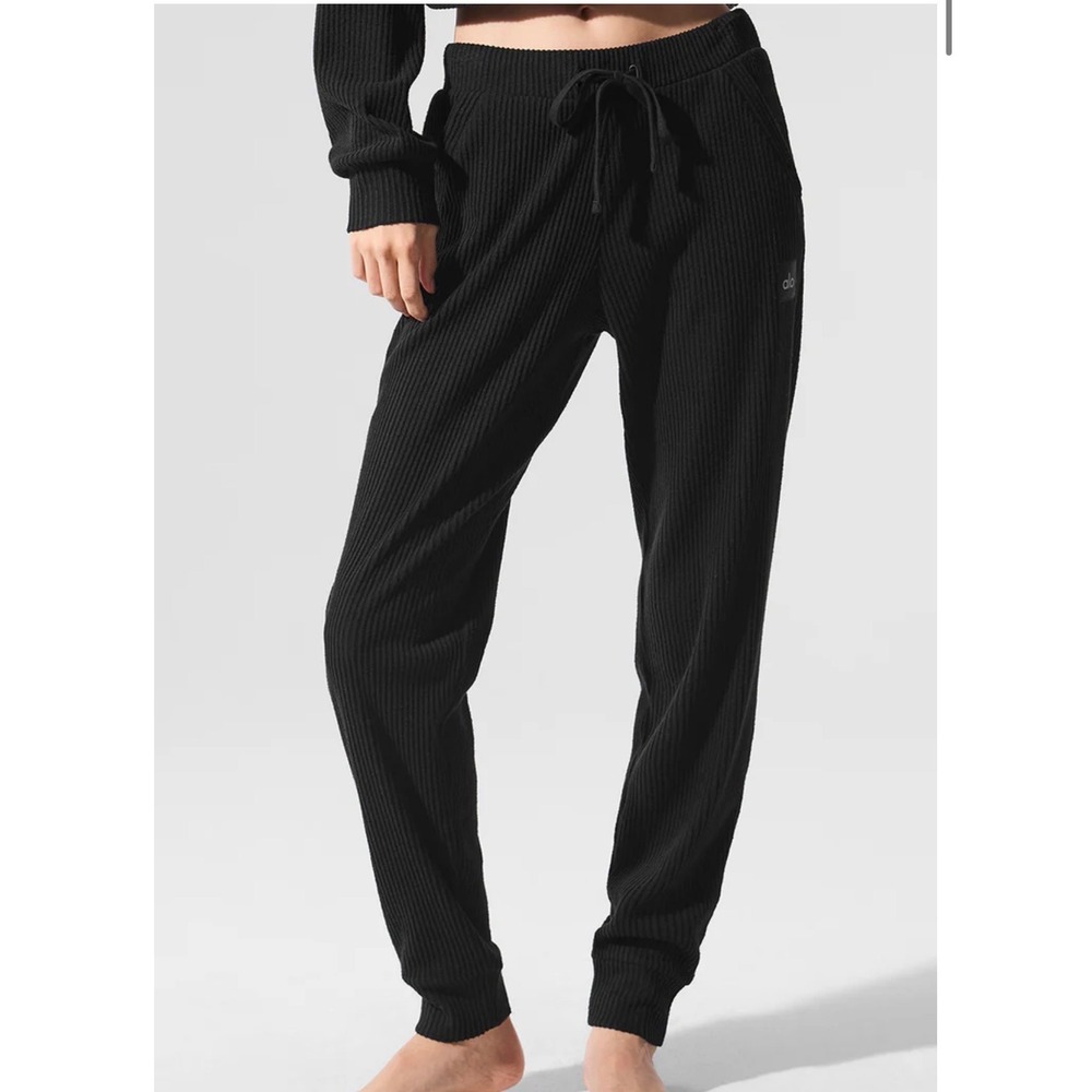 Alo Yoga Muse Ribbed Sweatpants Black Joggers Size Small